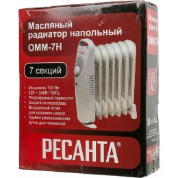 Масляный обогреватель РЕСАНТА ОММ- 7Н [67/3/1] 0,7кВт, 370?130?430, 7 секций, 4,9 кг }